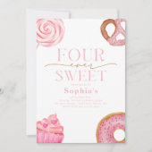 Invitation d'anniversaire quatre fois plus douce (Devant)