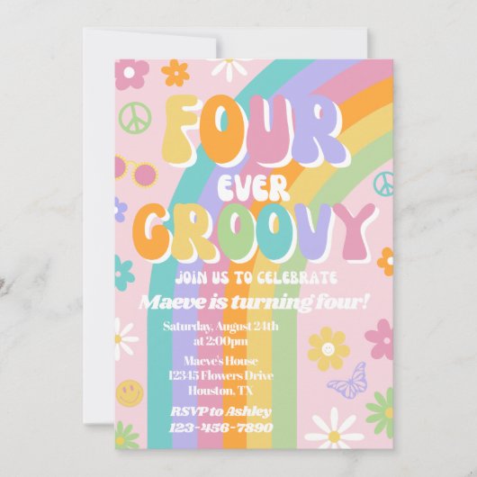 Invitation d'anniversaire quatre fois Super (Devant)