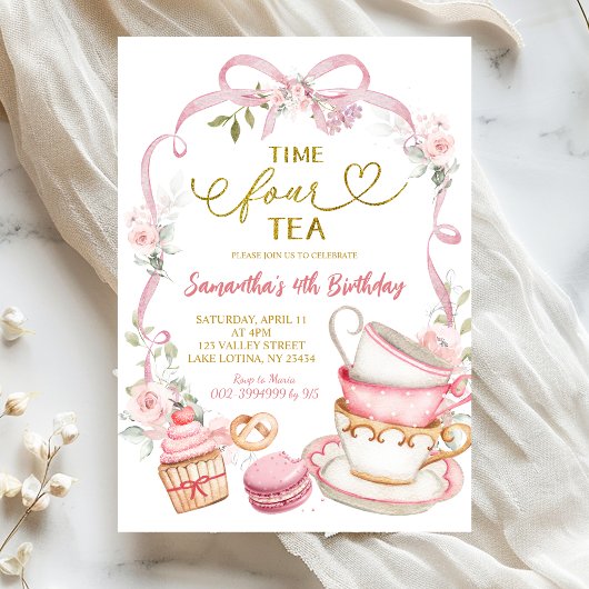 Invitation d'anniversaire quatre heures pour le th