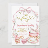 Invitation d'anniversaire quatre heures pour le th (Devant)
