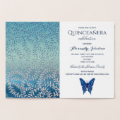 Invitation d'anniversaire Quinceanera bleue (Intérieur)