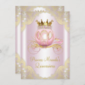 Invitation  d'anniversaire Quinceañera thème princesses Cendr (Devant / Derrière)