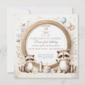 Invitation d'anniversaire Raccoon Cadre photo (Dos)