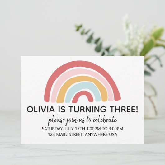 Invitation d'anniversaire Rainbow (Debout devant)