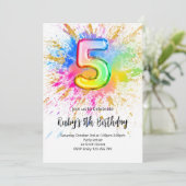 Invitation d'anniversaire Rainbow 5 ans (Debout devant)