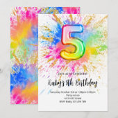 Invitation d'anniversaire Rainbow 5 ans (Devant / Derrière)