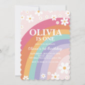 Invitation d'anniversaire Rainbow Daisy (Devant)