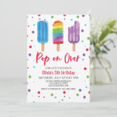 Invitation d'anniversaire Rainbow Ice Pops Pop on (Debout devant)