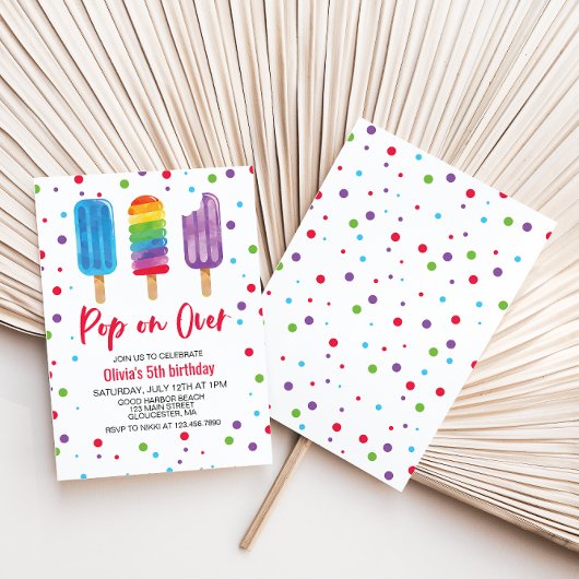 Invitation d'anniversaire Rainbow Ice Pops Pop on