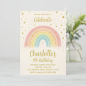 Invitation d'anniversaire Rainbow moderne (Debout devant)