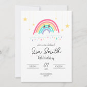Invitation d'anniversaire Rainbow pour les filles  (Devant)