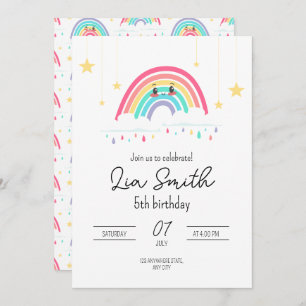 Invitation d'anniversaire Rainbow pour les filles 