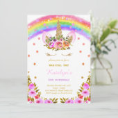 Invitation d'anniversaire Rainbow Unicorn (Debout devant)