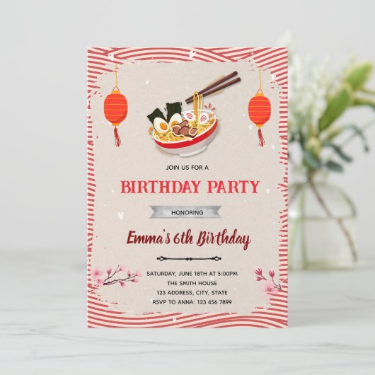 Invitation d'anniversaire Ramen (Debout devant)