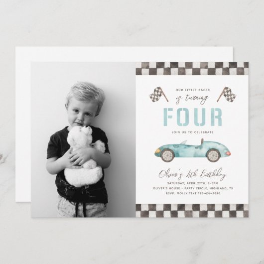 Invitation d'anniversaire rapide | 4e Invitation à (Devant / Derrière)