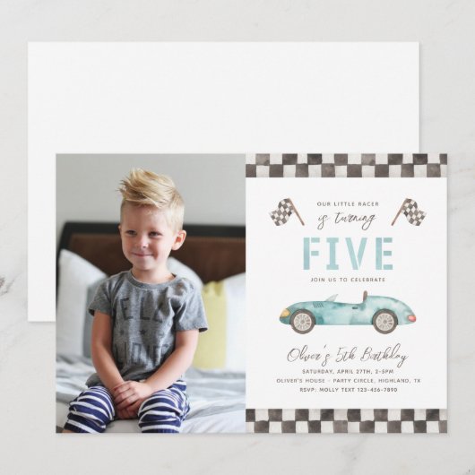 Invitation d'anniversaire rapide | 5e invitation à (Devant / Derrière)