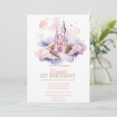 Invitation d'anniversaire rayée coeurs arc-en-ciel (Debout devant)
