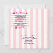 Invitation d'anniversaire rayée rose et blanc (Dos)