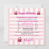 Invitation d'anniversaire rayée rose et blanc (Devant)