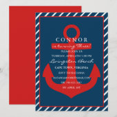 Invitation d'anniversaire Red & Blue Anchor (Devant / Derrière)
