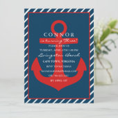 Invitation d'anniversaire Red & Blue Anchor (Debout devant)