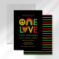 Invitation d'anniversaire reggae One Love First