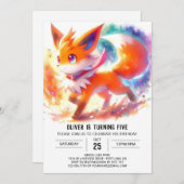 Invitation d'anniversaire Renard Pastel pour Enfan (Devant / Derrière)