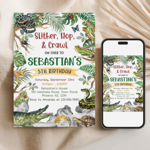 Invitation d'anniversaire Reptile, Personnalisable