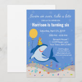 Invitation d'anniversaire requin (Devant / Derrière)