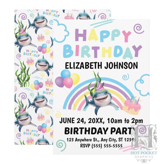 Invitation d'anniversaire requin