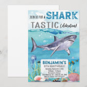Invitation d'anniversaire requin (Devant / Derrière)