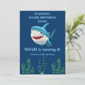 Invitation d'anniversaire requin garçon | Modifiab (Debout devant)