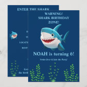 Invitation d'anniversaire requin garçon | Modifiab (Devant / Derrière)