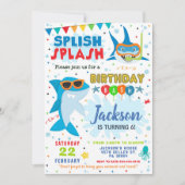 Invitation d'anniversaire Requin Splash Splash Fêt (Devant)