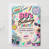 Invitation d'anniversaire rétro 80 (Devant)