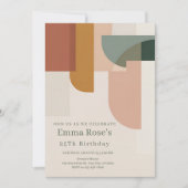 Invitation d'anniversaire rétro aux tons menthe et (Devant)