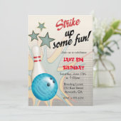 Invitation d'anniversaire Rétro Bowling (Debout devant)
