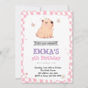 Invitation d'anniversaire Retro Capybara