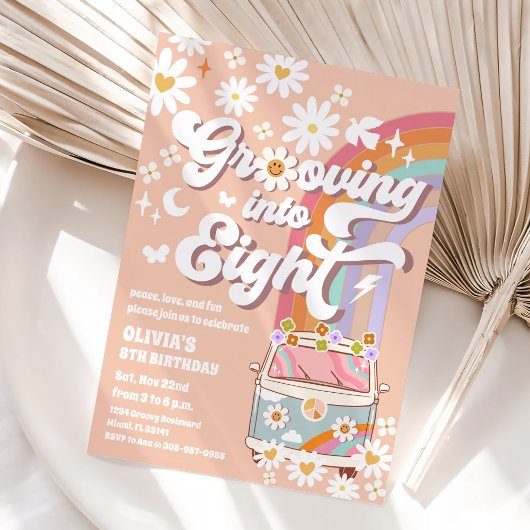 Invitation d'anniversaire Retro Daisy 8 ans