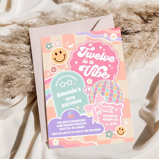 Invitation d'anniversaire rétro Daisy pour douze a