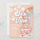 Invitation d'anniversaire rétro Daisy Rainbow (Devant)