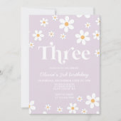 Invitation d'anniversaire Retro Daisy THREE Floral (Devant)