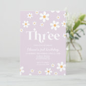 Invitation d'anniversaire Retro Daisy THREE Floral (Debout devant)