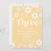 Invitation d'anniversaire Retro Daisy THREE Floral (Devant)