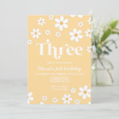 Invitation d'anniversaire Retro Daisy THREE Floral (Debout devant)