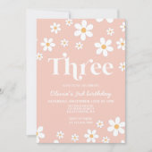 Invitation d'anniversaire Retro Daisy THREE Floral (Devant)