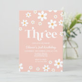 Invitation d'anniversaire Retro Daisy THREE Floral (Debout devant)