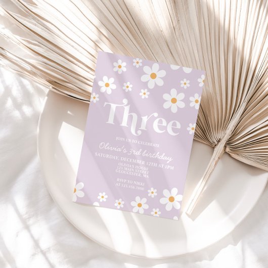 Invitation d'anniversaire Retro Daisy THREE Floral