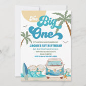 Invitation d'anniversaire rétro de van de surf de  (Devant)