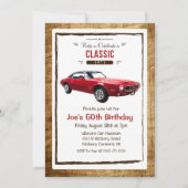 Invitation d'anniversaire rétro de voiture classiq (Devant)